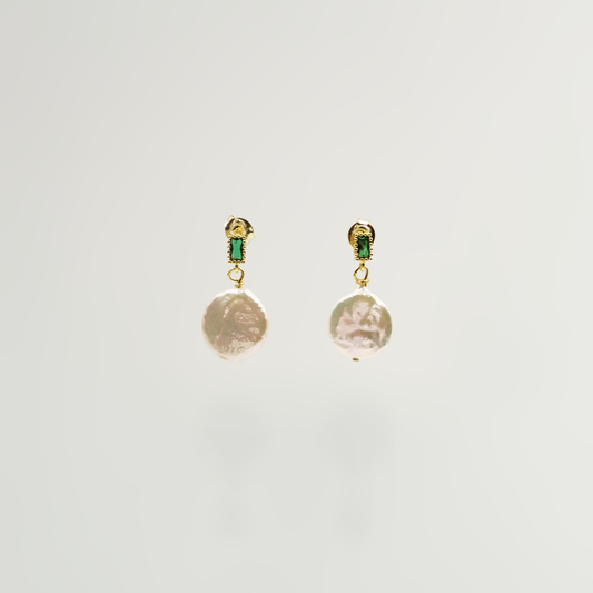 Serene Earrings with Emerald Rhinestones in Gold