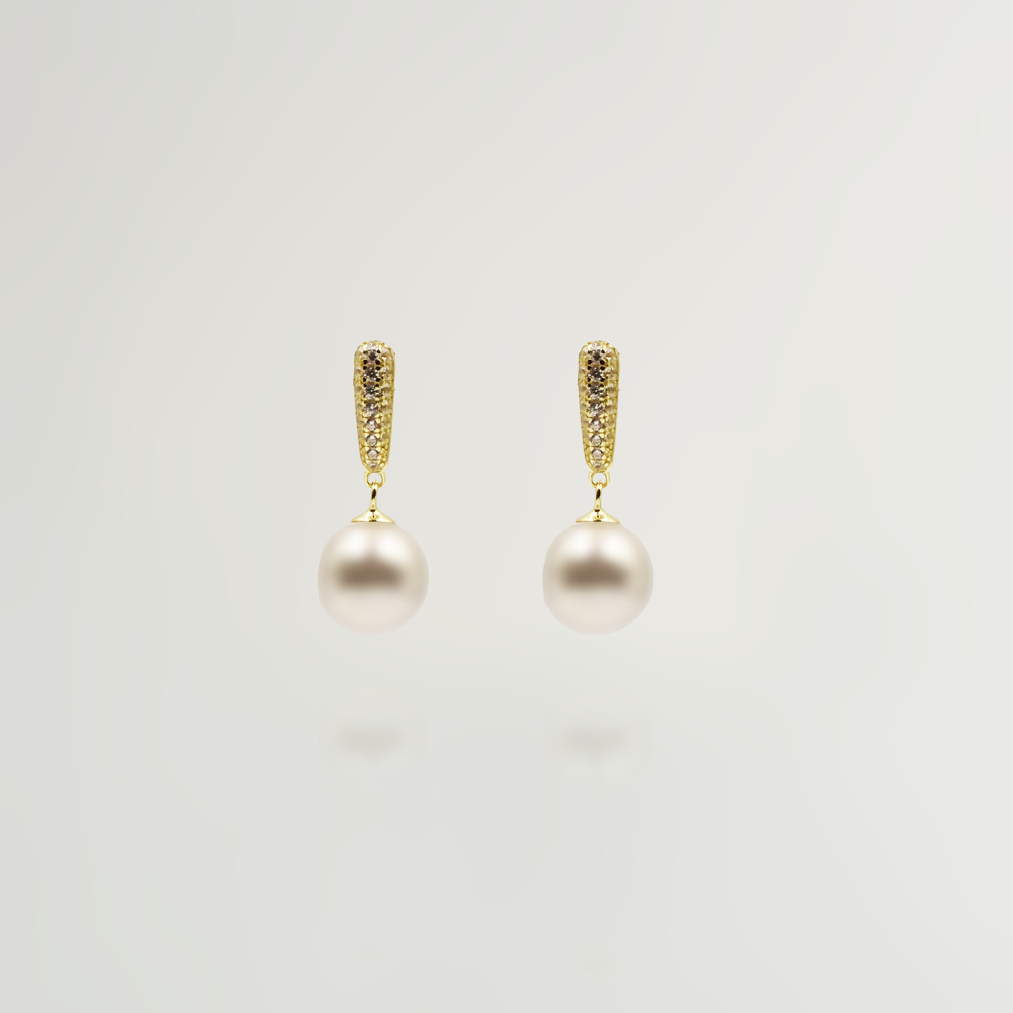 Marjorie Pearl Drop Earrings with Diamonds in Gold