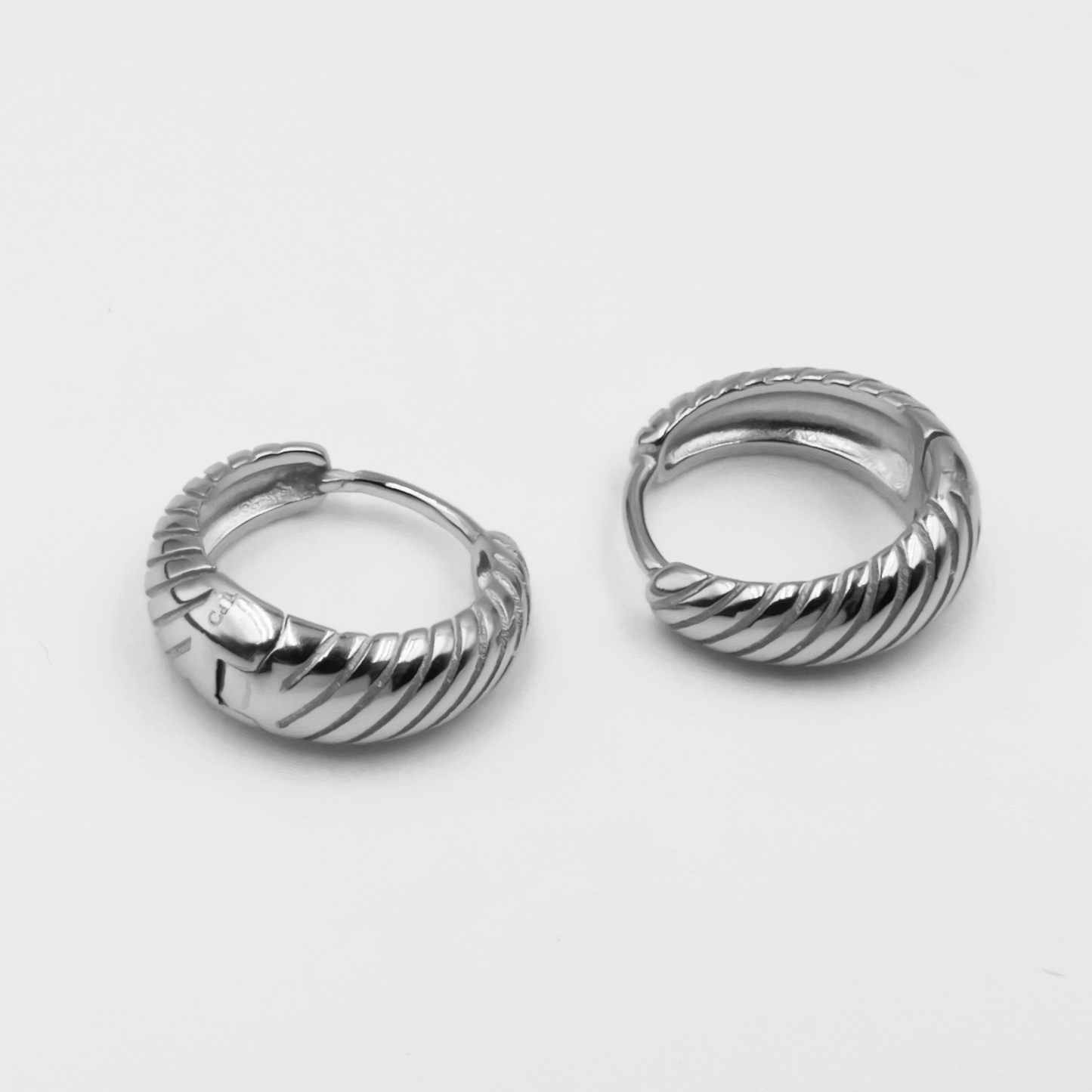 Audrey Huggie Hoop Earrings in Silver