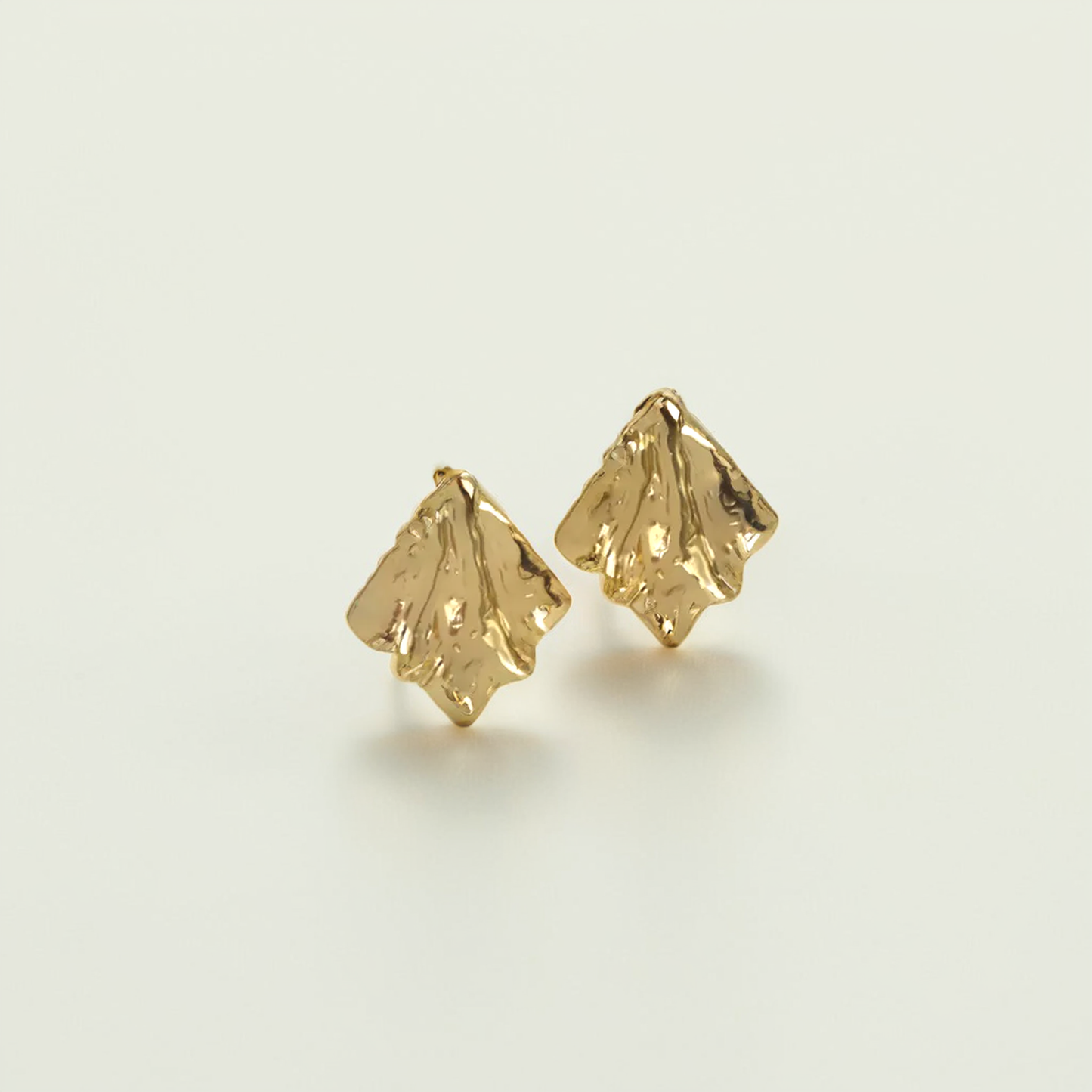 Hackney Fan-Shaped Textured Gold Earrings