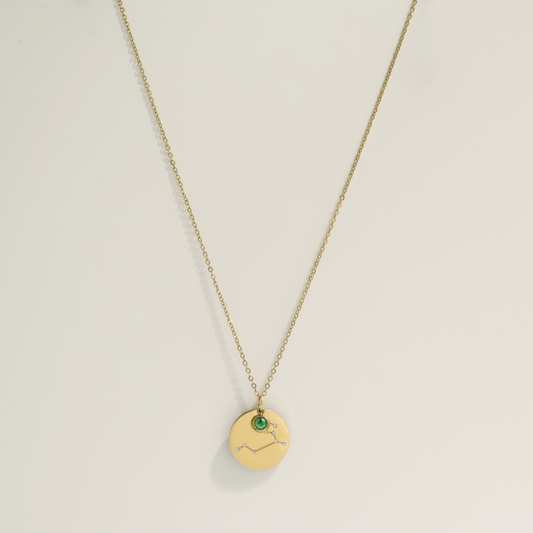 Zodiac & Birthstone Necklace in Gold