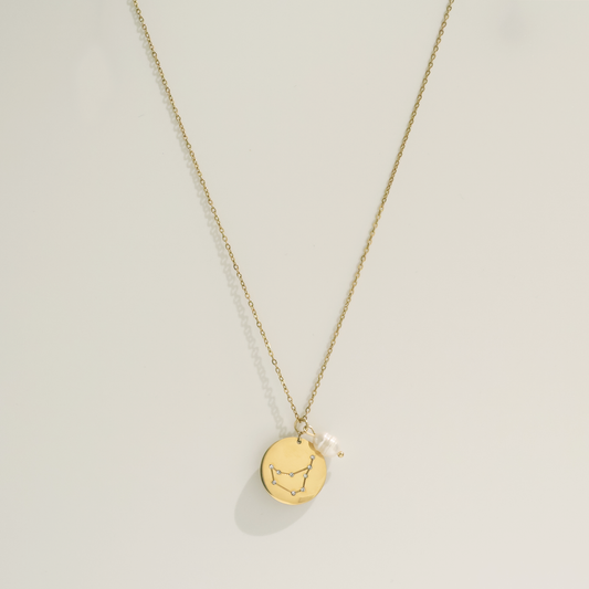 Zodiac Necklace with Pearl in Gold