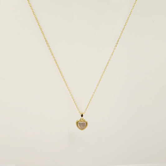 Heart Mother of Pearl Necklace in Gold