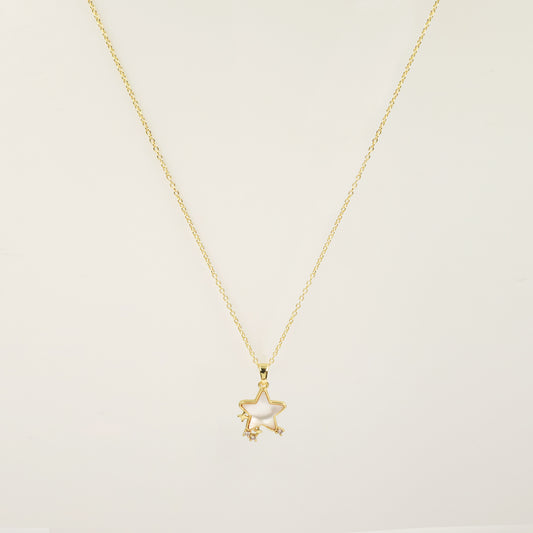 Star Mother of Pearl Necklace in Gold