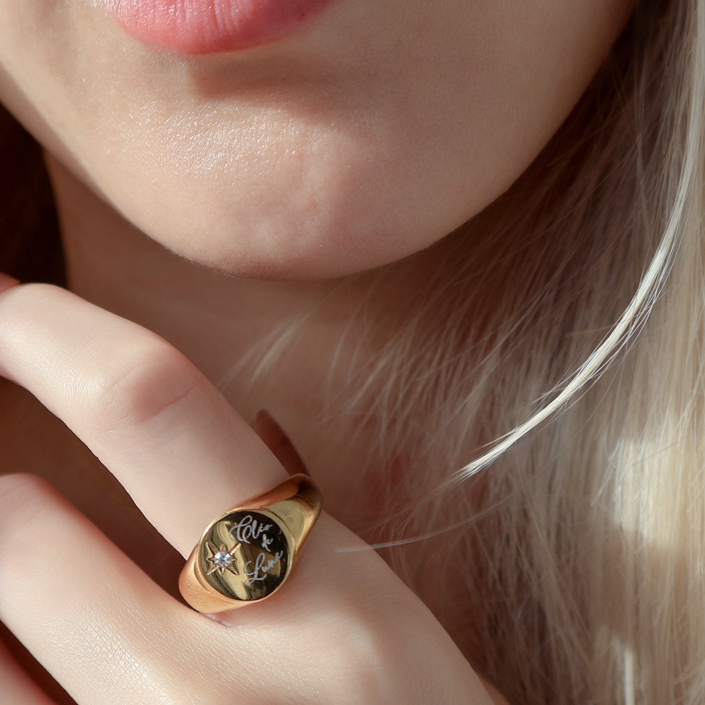 Cléo de Lune Signet Ring with Diamond in Gold