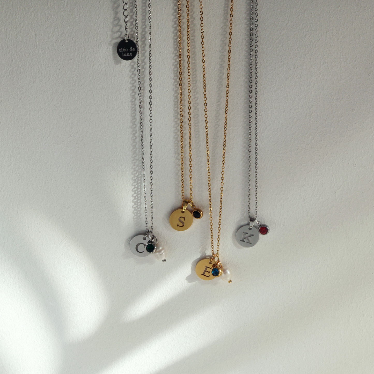 Initial & Birthstone Necklace in Gold